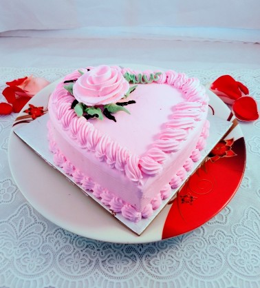 Strawberry heart shaped cake